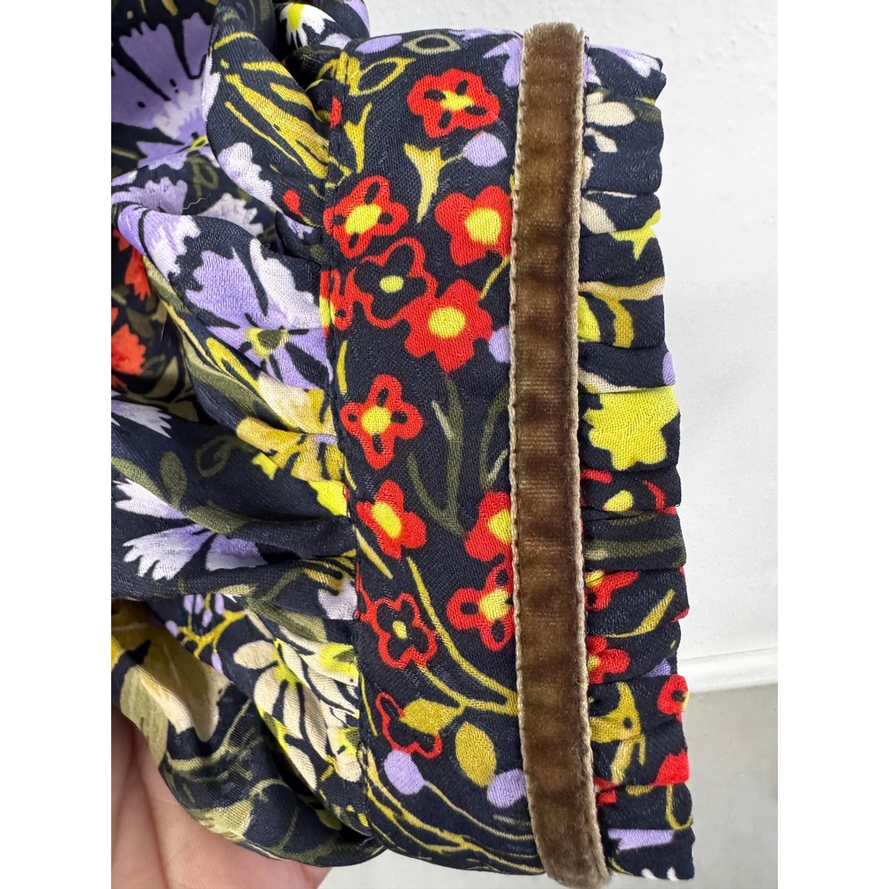 Per Una Navy Wild Garden Floral Shirt Dress Velvet Trim Belted Long Sleeve 10 - Picture 7 of 13